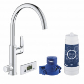 Смеситель для кухни GROHE Blue Pure Eurosmart, без электроники с C-образным изливом, для подачи смешанной и фильтрованной воды, с головкой для фильтра и счетчиком, хром (30383000) — фото, характеристики, купить в VOLGOGRAD-CLIMBO
