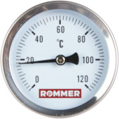 ROMMER Термометр биметаллический 63 мм 120 градусов с погружной гильзой 75 мм 1/2 — фото, характеристики, купить в VOLGOGRAD-CLIMBO