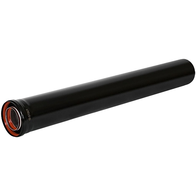 STOUT Удлинитель дымохода традиц. коакс. D80(п-м)/125(п-м), L1000, ЧЕРНЫЙ — фото, характеристики