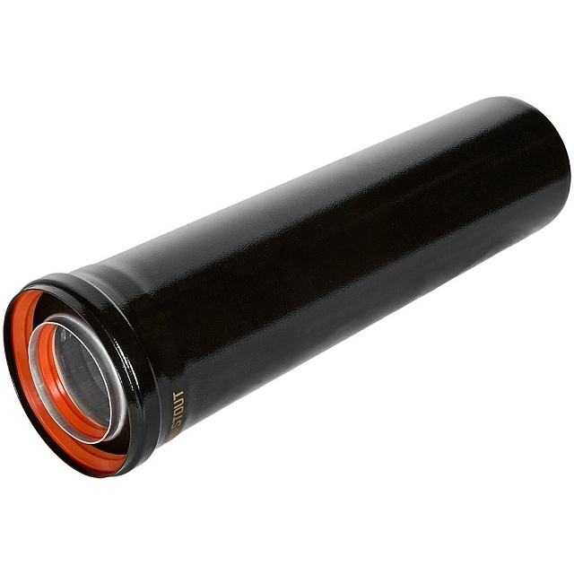 STOUT SCR-8125-600500 STOUT Удлинитель дымохода традиц. коакс. D80(п-м)/125(п-м), L500, ЧЕРНЫЙ — фото, характеристики