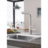 Смеситель для кухни GROHE Essence+ с высоким изливом и выдвижной лейкой, суперсталь (30270DC0) — фото, характеристики, купить в VOLGOGRAD-CLIMBO