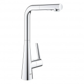 Смеситель для кухни GROHE Zedra с выдвижной лейкой, L-образный излив с 2 режимами струи, хром (32553002) — фото, характеристики, купить в VOLGOGRAD-CLIMBO