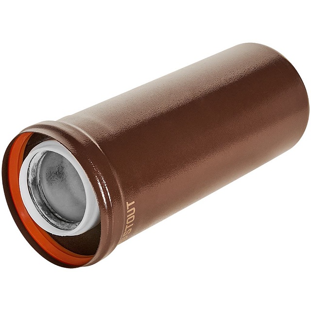 STOUT Удлинитель дымохода конденсац. коакс. D60(п-м)/100(п-м), L250, КОРИЧНЕВЫЙ — фото, характеристики
