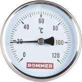 ROMMER Термометр биметаллический 80 мм 120 градусов с погружной гильзой 75 мм 1/2 — фото, характеристики, купить в VOLGOGRAD-CLIMBO