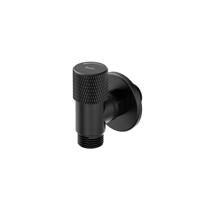 Кран угловой с отражателем, вынос 2 см,  1/2; 1/2, кран-букса, латунь, черный, IDDIS, 910B1A6C2BLZ — фото, характеристики