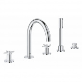 Смеситель для ванны GROHE Atrio New с душевым гарнитуром (на бортик ванны), 5 отверстий, хром (19923003) — фото, характеристики, купить в VOLGOGRAD-CLIMBO