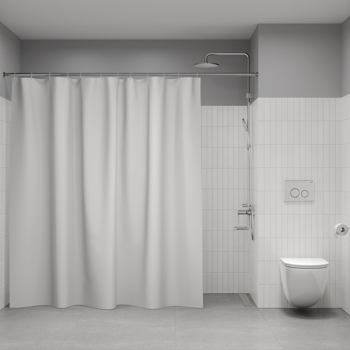 P02PE24i11, Штора для ванной, 200x240 см, полиэтилен (PE), белый, ID — фото, характеристики