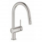 Смеситель для кухни GROHE Minta с выдвижным изливом, суперсталь (32321DC2) — фото, характеристики, купить в VOLGOGRAD-CLIMBO