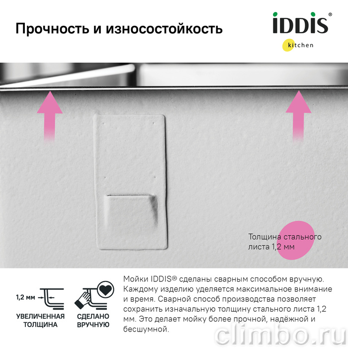 Мойка, нерж. сталь, универсального монтажа, графит, 740*440,  Edifice, IDDIS — фото товара