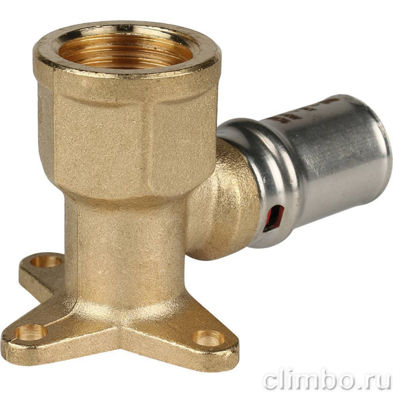 STOUT Угольник настенный с креплением короткий 1/2"х16 для металлопластиковых труб прессовой — фото товара