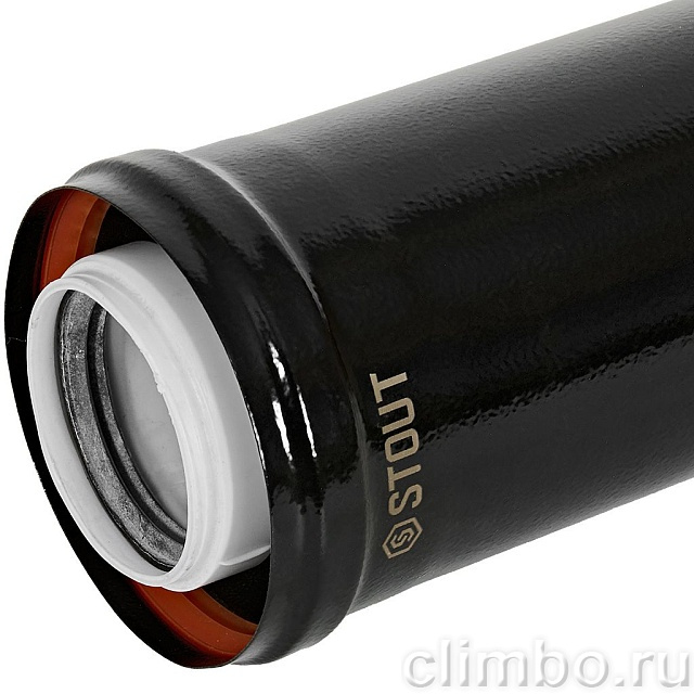 STOUT SCR-8610-601000 STOUT Удлинитель дымохода конденсац. коакс. D60(п-м)/100(п-м), L1000, ЧЕРНЫЙ — фото, детали конструкции