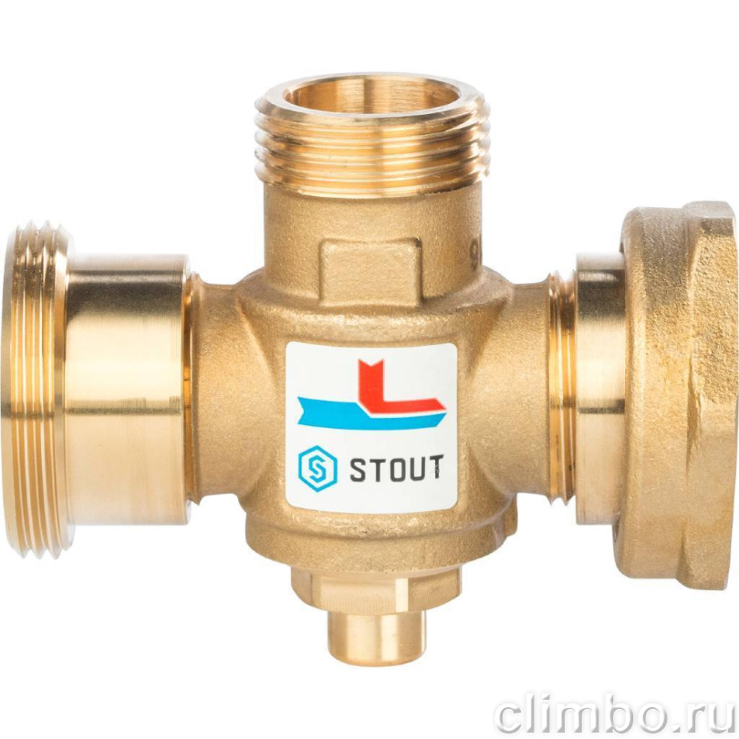 STOUT Термостатический смесительный клапан для твердотопливного котла G 1 1/2M-G 1 1/2F-G 1 M 60°С — фото товара