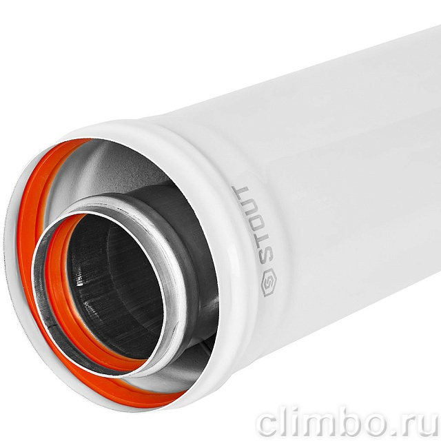 STOUT SCR-6010-000500 STOUT Удлинитель дымохода традиц. коакс. D60(п-м)/100(п-м), L500 — фото, детали конструкции