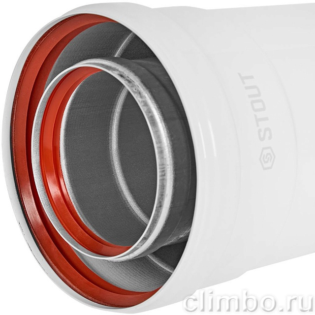 STOUT SCR-8125-000500 STOUT Удлинитель дымохода традиц. коакс. D80(п-м)/125(п-м), L500 — фото, детали конструкции