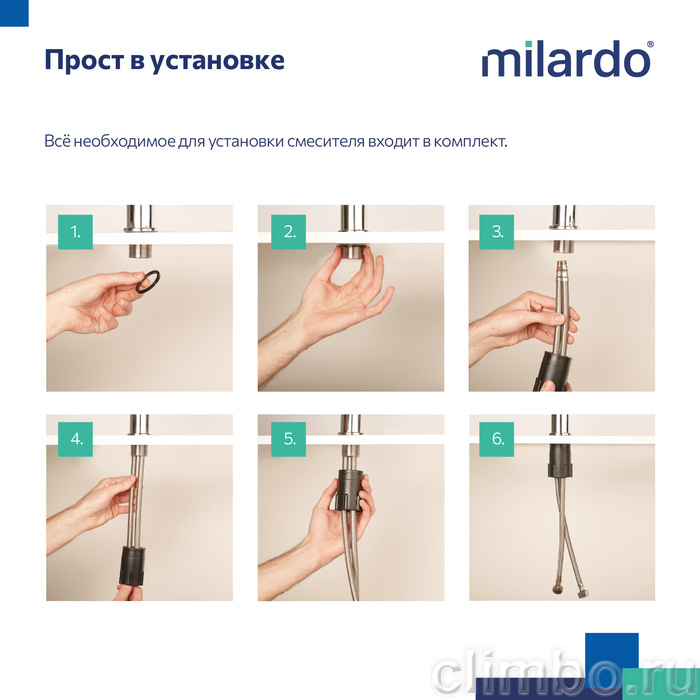 Смеситель для кухни, белый матовый, Rora, Milardo, RORWT0JM05 — фото товара