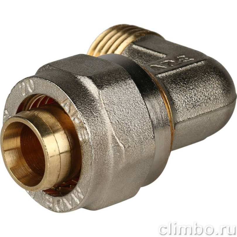 STOUT Угольник-переходник с наружной резьбой 1/2"х20 для металлопластиковых труб винтовой — фото товара