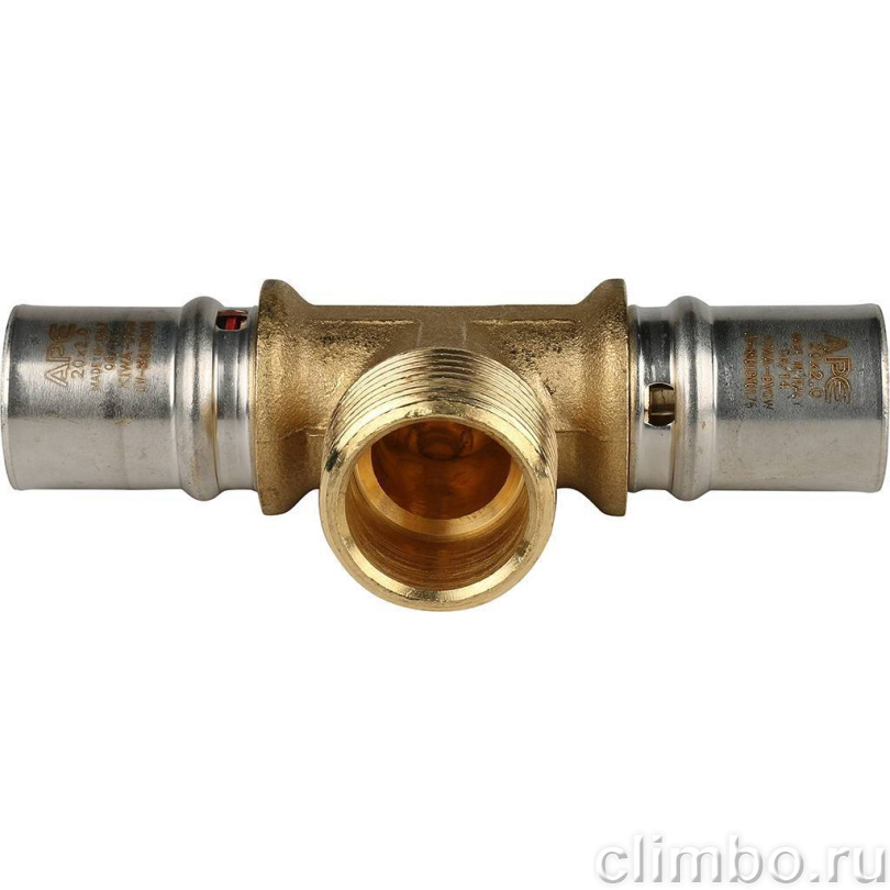 STOUT Тройник-переходник с наружной резьбой 20х3/4"х20 для металлопластиковых труб прессовой — фото товара