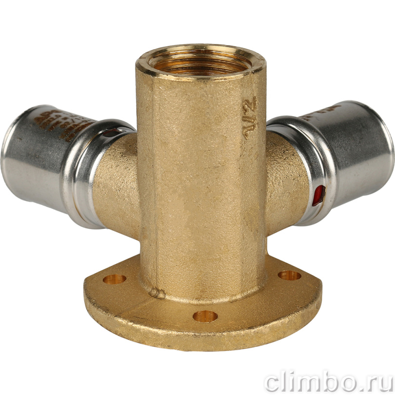 STOUT Тройник настенный с креплением 1/2"х20 для металлопластиковых труб прессовой (SFP-0015-001220) — фото товара