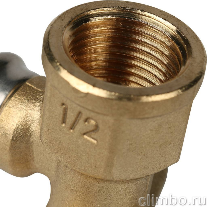 STOUT Угольник настенный с креплением короткий 1/2"х16 для металлопластиковых труб прессовой — фото товара