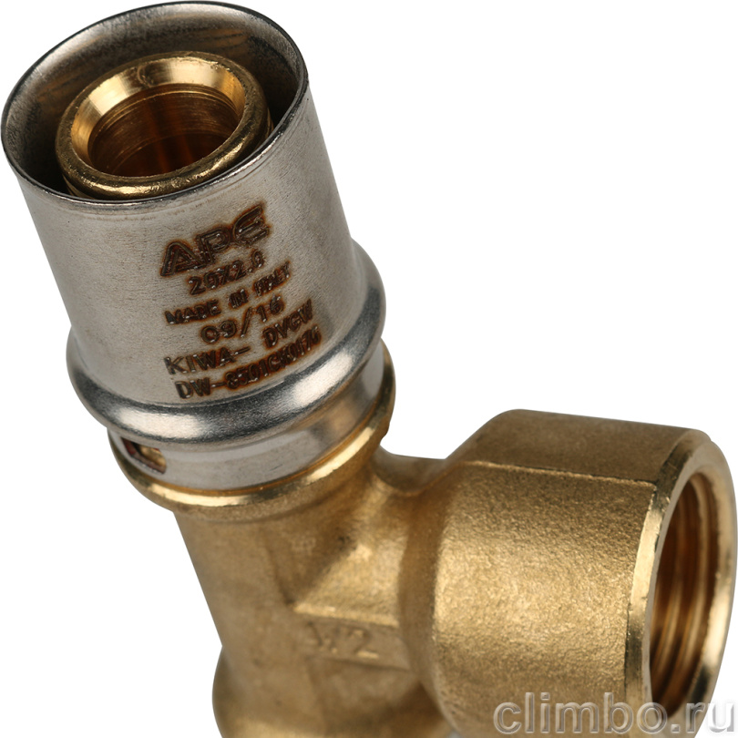 STOUT Тройник-переходник с внутренней резьбой 20х1/2"х20 для металлопластиковых труб прессовой (SFP-0007-001220) — фото товара