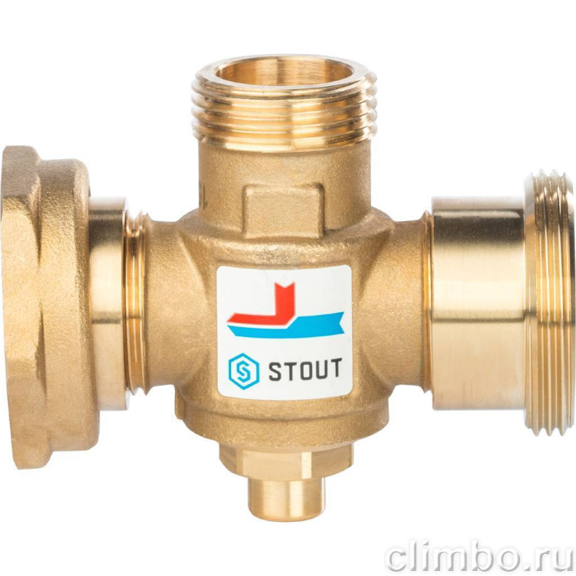 STOUT Термостатический смесительный клапан для твердотопливного котла G 1 1/2M-G 1 1/2F-G 1 M 60°С — фото товара