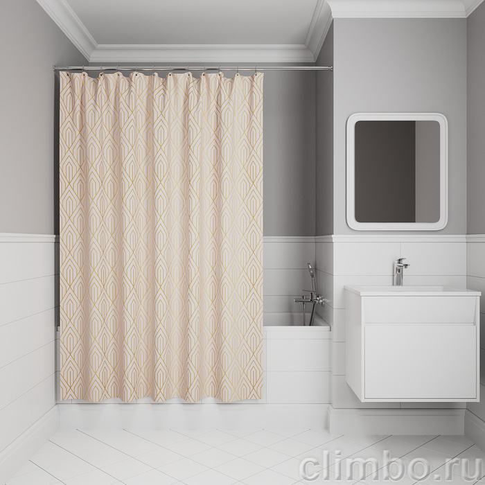Штора для ванной, 200x180 см, Полиэстер, розовый, IDDIS, BG01P18i11 — фото товара