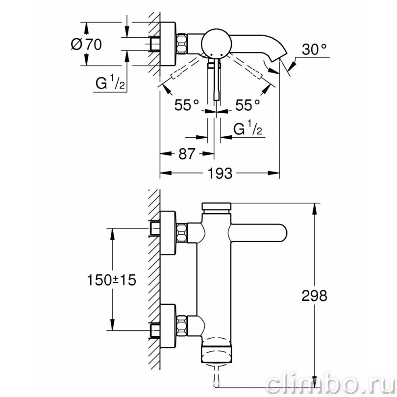 Смеситель для ванны GROHE Essence New, холодный рассвет матовый (33624GN1) — фото товара