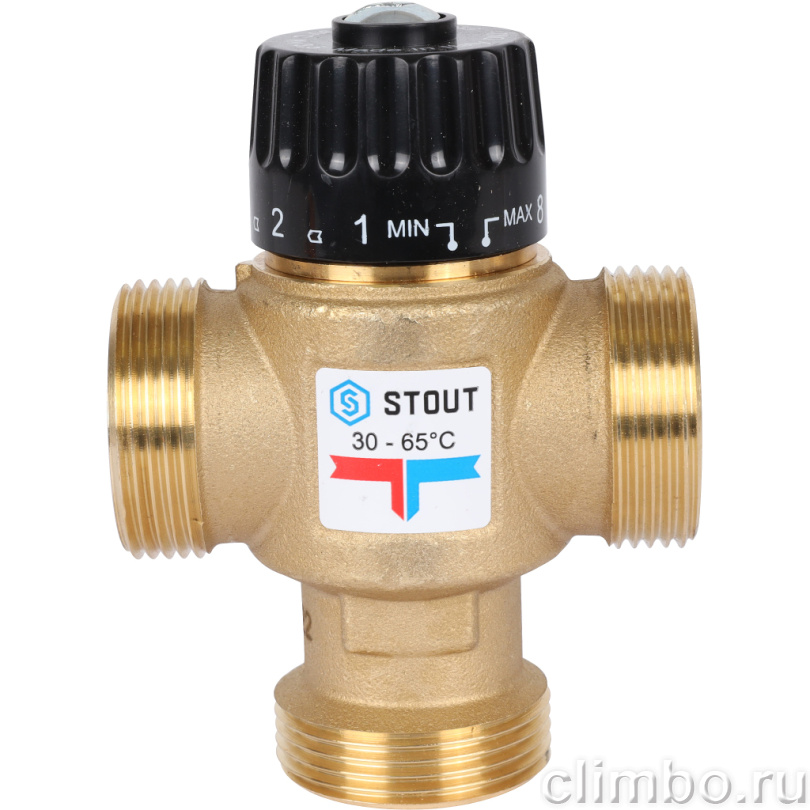 STOUT Термостатический смесительный клапан для систем отопления и ГВС 1 1/4" НР 30-65°С KV 3,5 — фото товара