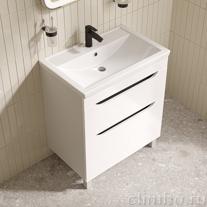 Тумба с умывальником, напольная, 70 см, белый, Рэй (Ray), IDDIS, RAY70WFi95K подходит умыв. 4077000i28 — фото, детали конструкции