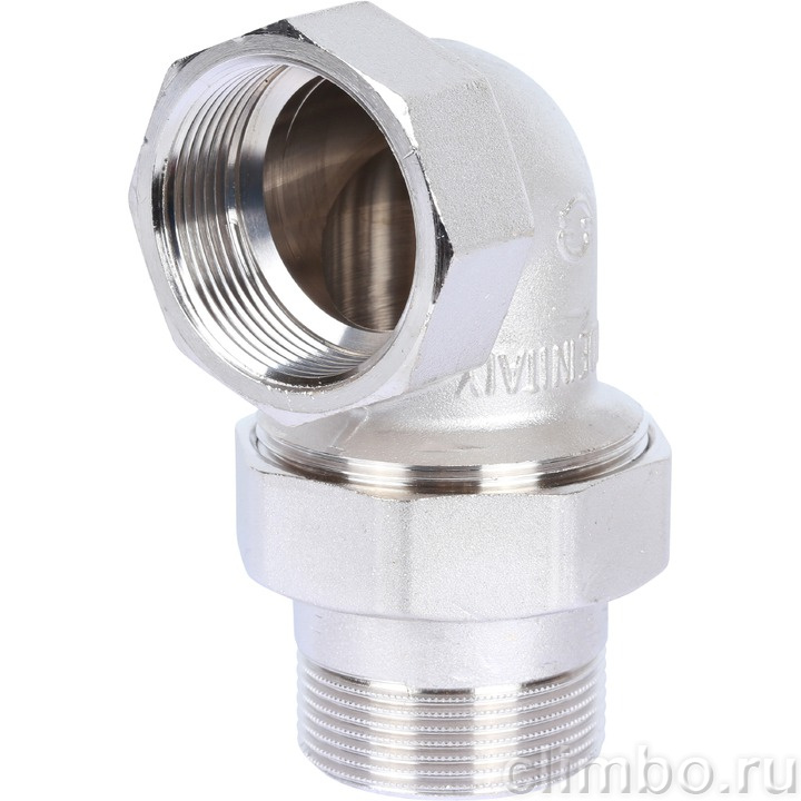 STOUT Угловая американка ВН, уплотнение o-ring кольцо, никель. 1"1/2 — фото товара