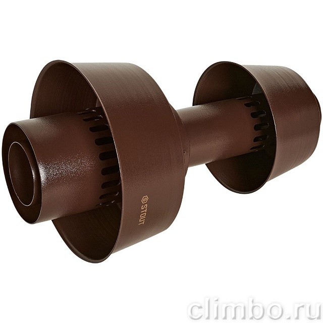 STOUT Оголовок вертикальный с ветрозащитой традиц. коакс. D80(п)/125(п) КОРИЧНЕВЫЙ широкий — фото, детали конструкции