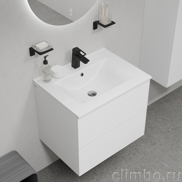 Тумба с умывальником, подвесная, 60 см, белый, Билд (Bild), IDDIS, BIL60W0i95K подходит умыв. 0136000i28 — фото, детали конструкции