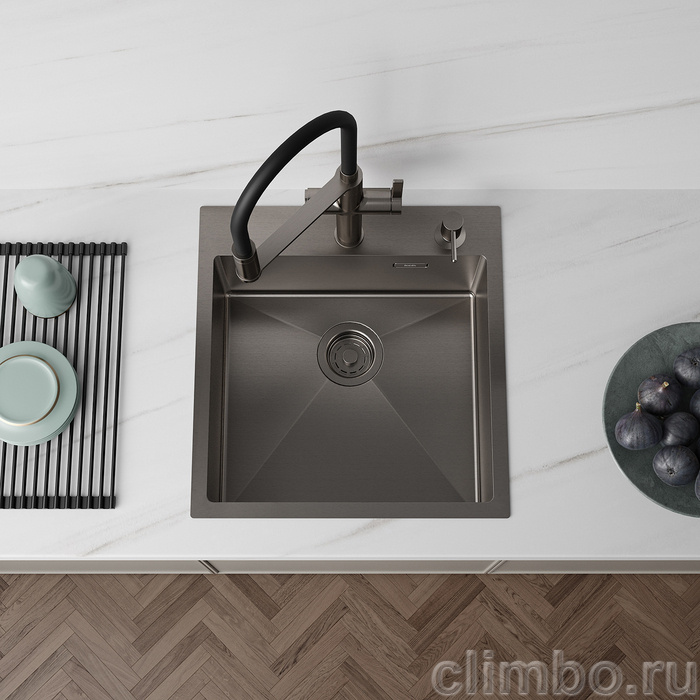 Мойка, нерж. сталь, графит, 490*510, Хейз (Haze), IDDIS, HAZ49GMi77 — фото, детали конструкции