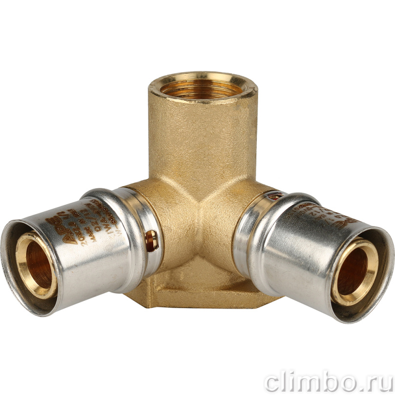 STOUT Тройник настенный с креплением 1/2"х20 для металлопластиковых труб прессовой (SFP-0015-001220) — фото товара