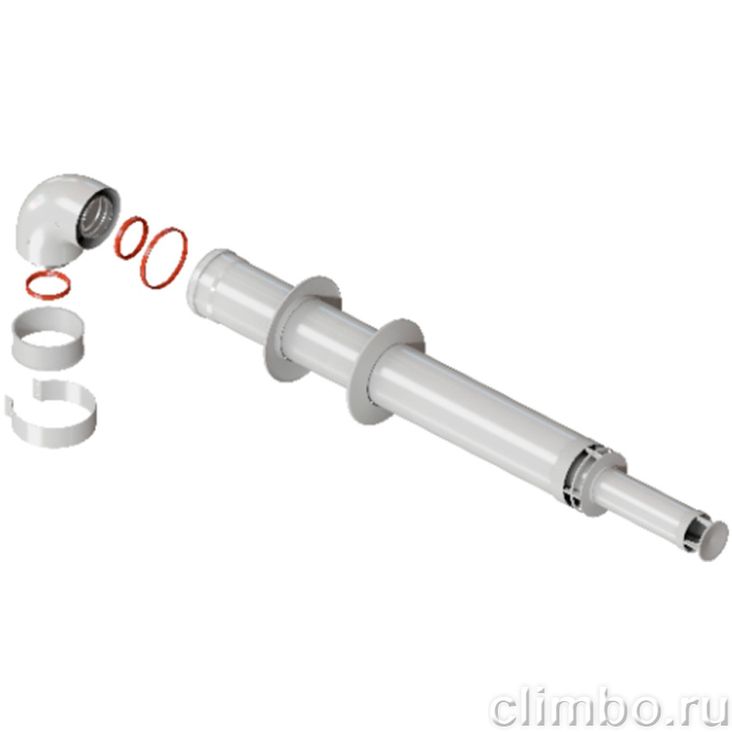 RCA-6010-211000 Комплект дымохода АНТИЛЕД 60/100 - 1000мм хомут в комплекте — фото товара