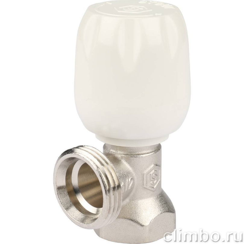 STOUT SVRs Клапан ручной терморегулирующий с неподъемным шпинделем, угловой 1/2" — фото товара