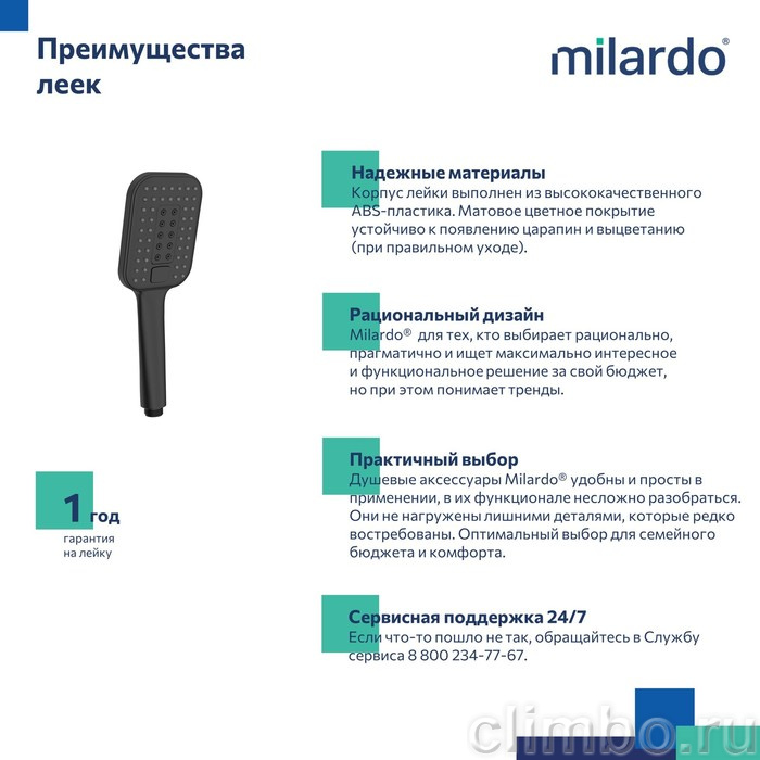 Лейка для душа, черная матовая, 3F, Ideal Spa, Milardo — фото товара