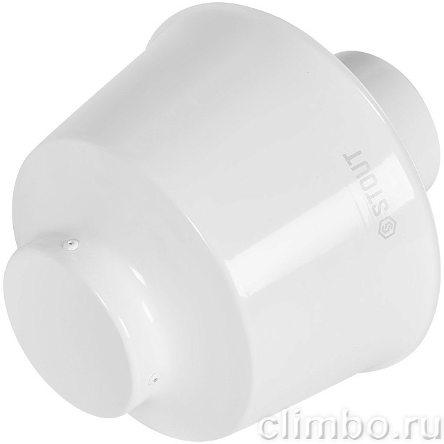 STOUT SCR-0080-800002 STOUT Оголовок вертикальный с ветрозащитой традиц. D80(п) БЕЛЫЙ широкий — фото, детали конструкции