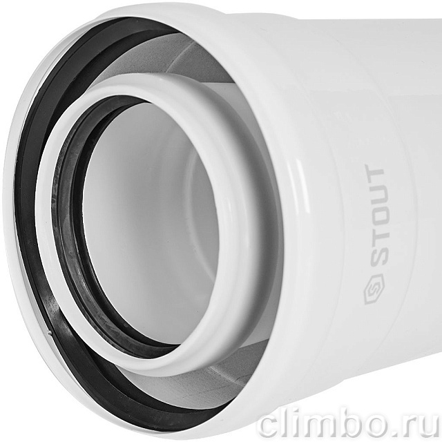 STOUT Удлинитель дымохода конденсац. коакс. D80(п-м)/125(п-м), L250 — фото, детали конструкции