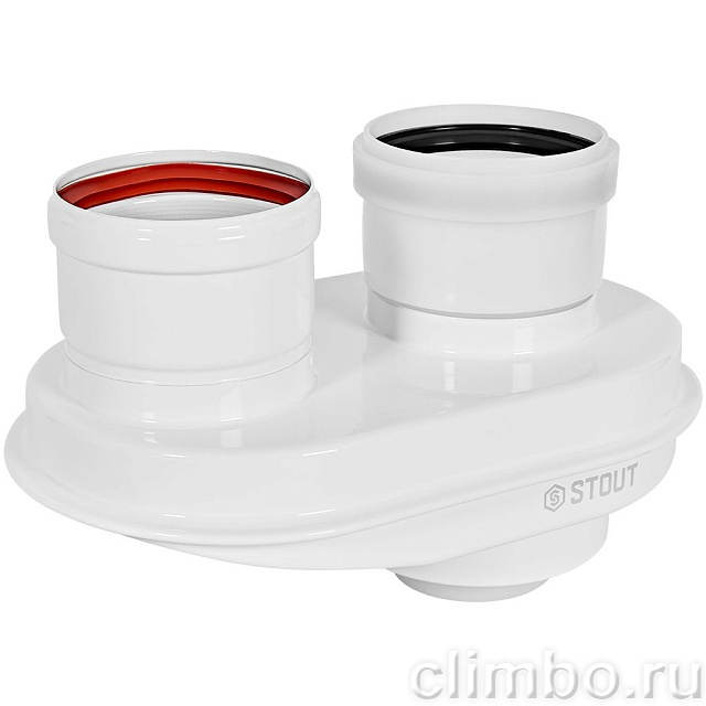 STOUT SCR-8080-250001 STOUT Адаптер моноблочный для перех. на двухтрубную систему конденсац. c D60(п)/100(п) на D80(м)/80(м) — фото, детали конструкции