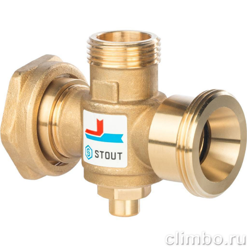 STOUT Термостатический смесительный клапан для твердотопливного котла G 1 1/2M-G 1 1/2F-G 1 M 60°С — фото товара