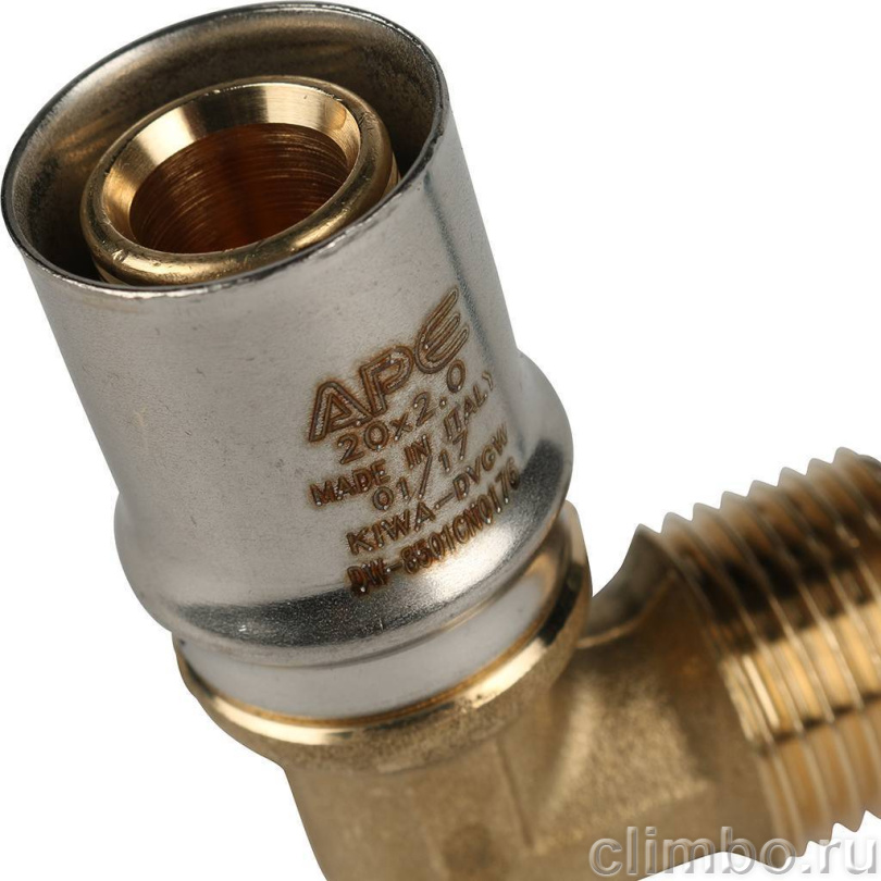 STOUT Угольник-переходник с наружной резьбой 1/2"х20 для металлопластиковых труб прессовой — фото товара