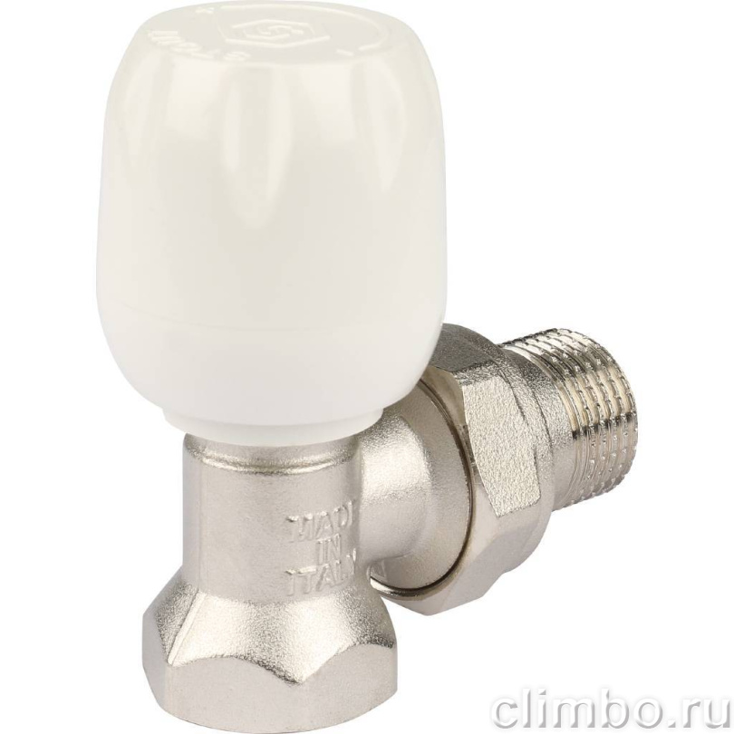 STOUT SVRs Клапан ручной терморегулирующий с неподъемным шпинделем, угловой 1/2" — фото товара
