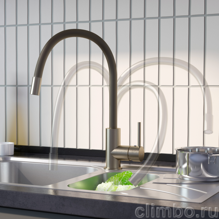Смеситель для кухни, Kitchen 360, сатин, IDDIS — фото товара