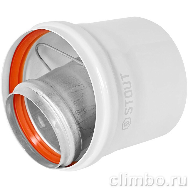 STOUT SCR-6010-250200 STOUT Адаптер подключения УНИВЕРСАЛЬНЫЙ вертик. традиц. коакс. D60(м-м)/100(п-м) (хомут, фланец, втулка, адаптер) кроме Immergas, Navien D75/100 стар. — фото, детали конструкции