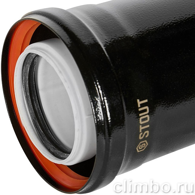 STOUT SCR-8012-600500 STOUT Удлинитель дымохода конденсац. коакс. D80(п-м)/125(п-м), L500, ЧЕРНЫЙ — фото, детали конструкции