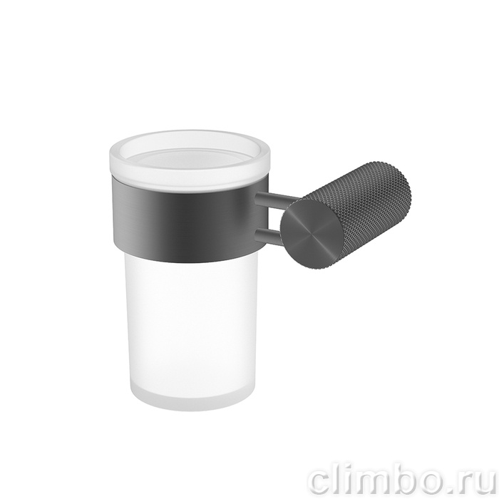Стакан, матовое стекло, нержавеющая сталь, Дюна (Duna), графит матовый, IDDIS, DUNGMG1i45 — фото, детали конструкции