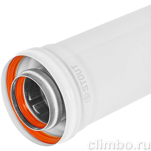 STOUT Удлинитель дымохода традиц. коакс. D60(п-м)/100(п-м), L1000 — фото, детали конструкции