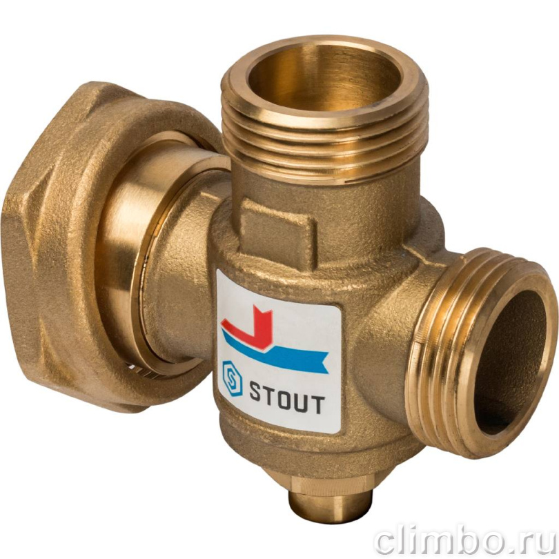 STOUT Термостатический смесительный клапан для твердотопливного котла G 1 M-G 1 1/2 F-G 1 M 70°С — фото товара