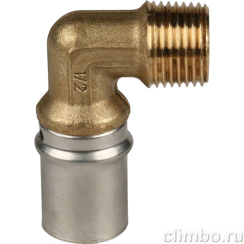 STOUT Угольник-переходник с наружной резьбой 1/2"х20 для металлопластиковых труб прессовой — фото товара